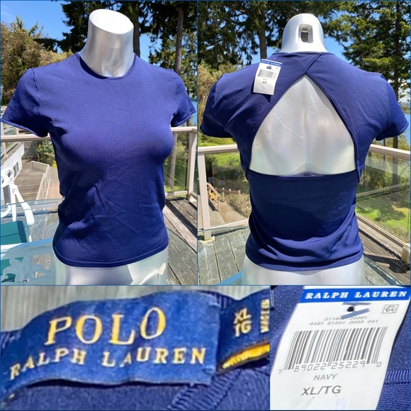 Polo Ralph Lauren XL elegant casual upscale open back stretchy spring summer top - Picture 1 of 7